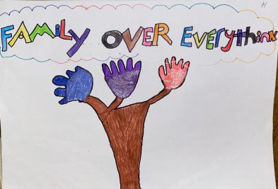 Photo of three hand drawn hands