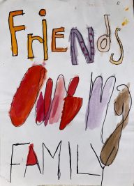 Photo of the words friends are my family, hand drawn